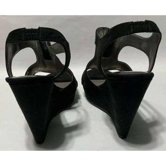 Carlos By Carlos Santana Black Pursuit Wedge Sandals With Zipper Closure Size 9 - Picture 3 of 5